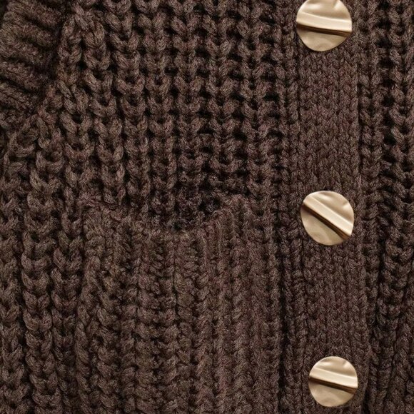 Brown Casual Women's Minimalist Chunky Knit Sleeveless Round Neck Sweater Vest - Picture 5 of 5